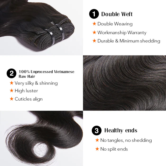 11A Raw Vietnam Hair Bundles Body Wave