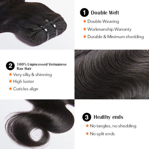 11A Raw Vietnam Hair Bundles Body Wave