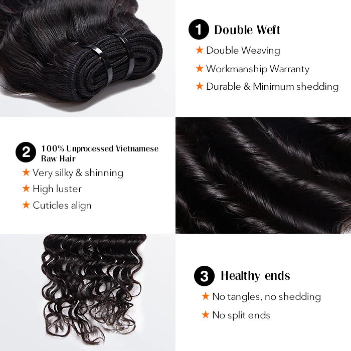 11A Raw Vietnam Hair Bundles Deep Wave