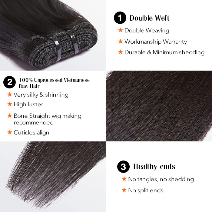11A Raw Vietnam Hair Bundles Straight